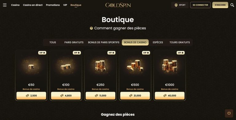 Goldspin Casino boutique